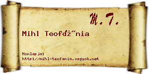 Mihl Teofánia névjegykártya